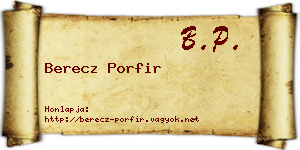 Berecz Porfir névjegykártya